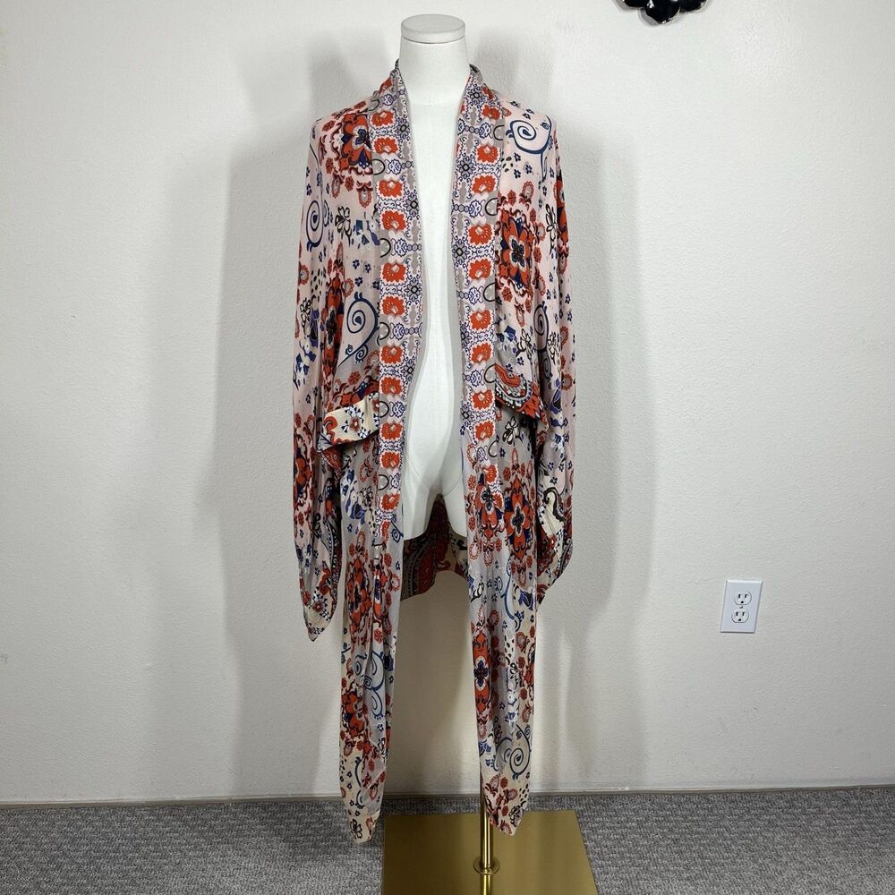 Free People Kimono Top Womens Medium Little Wing Paisley Boho Beach Festival